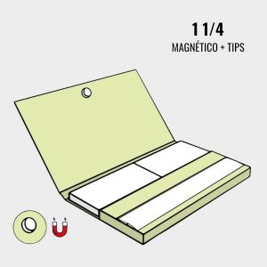 Papel de liar 1 1/4 con cierre magnético y tips de cartón