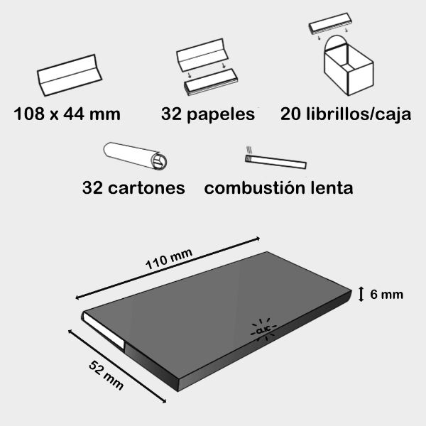 Papel de liar king size slim con cierre magnético y tips de cartón - Imagen 2