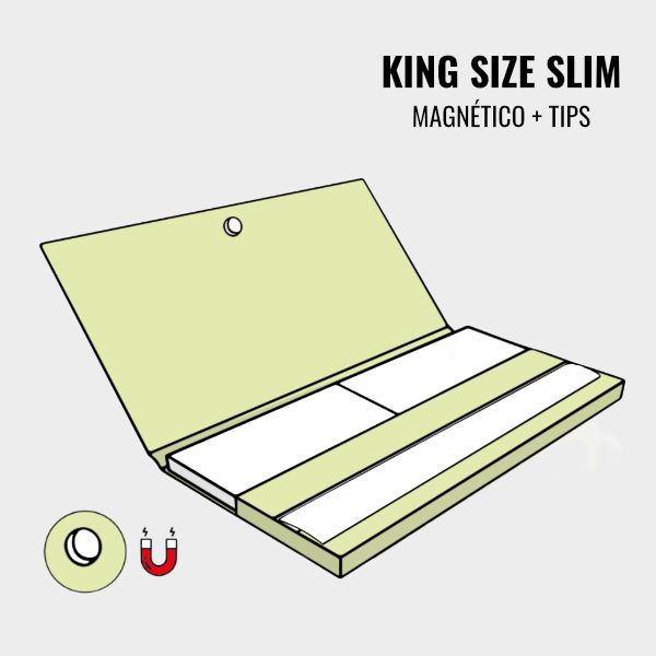 Papel de liar personalizado king size slim con cierre magnético y tips de cartón