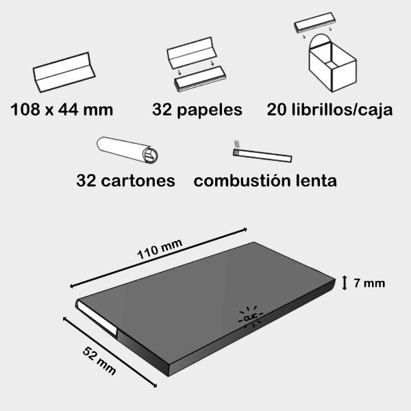 Papel de liar king size slim rolling tray con cierre magnético y tips de cartón - Imagen 2