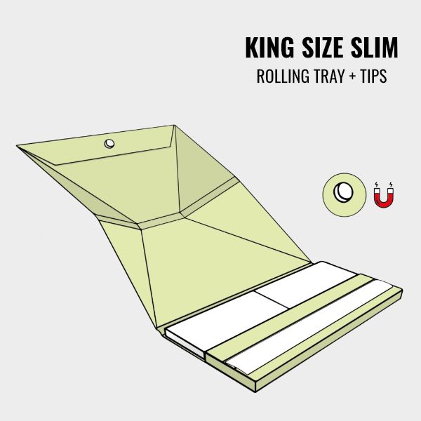Papel de liar king size slim rolling tray con cierre magnético y tips de cartón