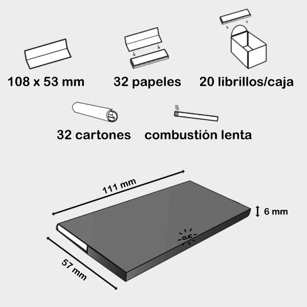 Papel de fumar king size wide con cierre magnético y tips de cartón - Imagen 2